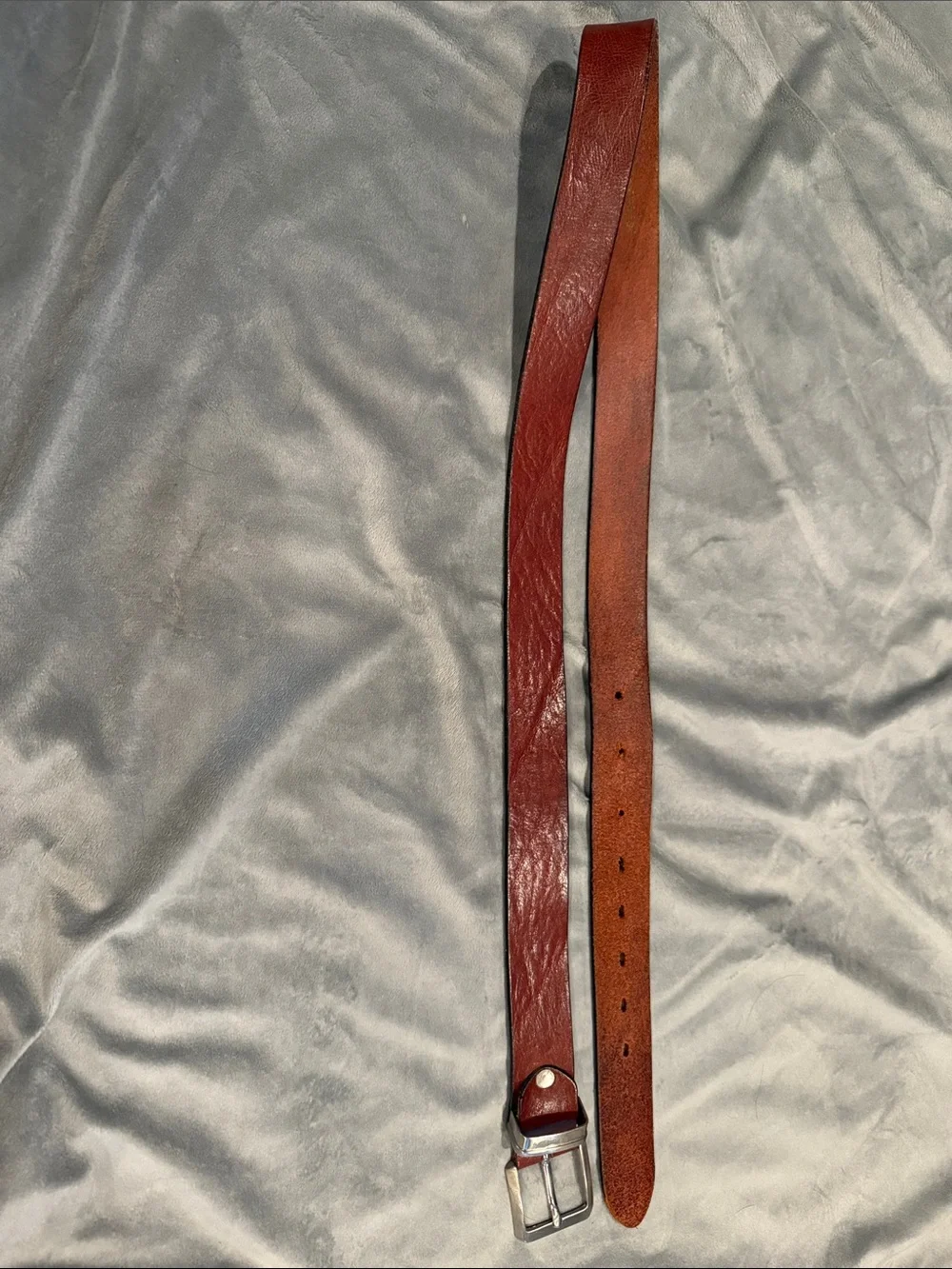 Genuine Leather Brown Belt with Silver Buckle